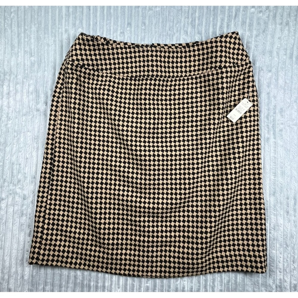 Talbots Wool Blend Lined Checkerboard Skirt Women's 14W Preppy Academia Career